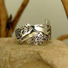 Japanese stork ring silver