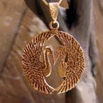 Japanese Cranes Pendant Gold