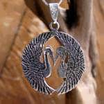 Japanese Cranes Pendant Silver