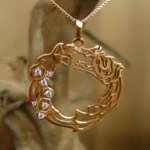 Ouroboros Pendant Gold with Diamonds