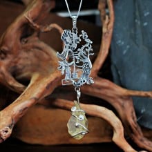 Star Children Pendant Silver (with Libyan Glass/Moldavite/tektite)