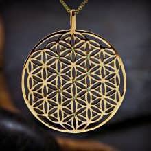 Inlaid Flower of Life Pendant Gold (TOL Pattern)