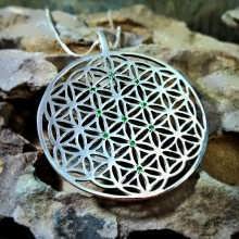 Inlaid Flower of Life Pendant Silver (TOL Pattern)