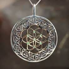 Inlaid Flower and Seed of Life Silver and Gold