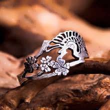 Japanese crane ring silver