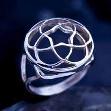 Pentagramic Torus knot ring silver