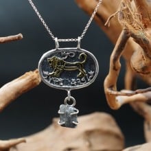 Rising Lion Pendant Silver and Gold