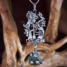 Star Children Pendant Silver (with Genuine Moldavite)