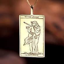 Tarot Lovers Card Pendant Gold