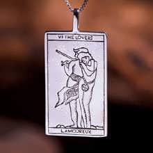 Tarot Lovers Card Pendant Silver