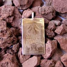 Tarot Chariot Card Pendant Gold