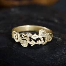 טבעת אלמנט המים זהב עם יהלומים
