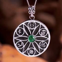A silver version of the Genesis Pendant set with green Tourmaline.