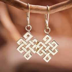 14k Tibetan Knot earrings