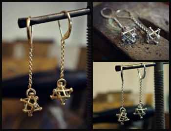 New Small Inlaid Merkaba Earrings