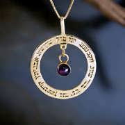 Ana Becoach Circle Pendant Gold with Amethyst