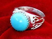 Egyptian Lotus ring silver with Turquoise
