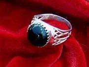 Egyptian Lotus ring silver with Onyx