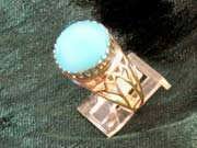 Egyptian Lotus ring gold with Turquoise