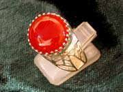 Egyptian Lotus ring gold with Carnelian