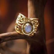 I Love Therefore I Am Ring Gold with Moonstone