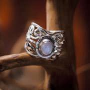 I Love Therefore I Am Ring Silver with Moonstone
