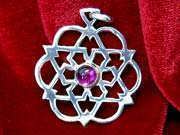 Inlaid egg of life star silver with Amethyst