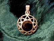 Inlaid Enneagram gold with Smoky Quartz