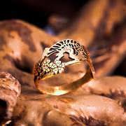 Japanese Crane Ring Gold