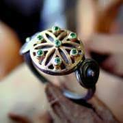 Ka Ring Gold and Silver with Gemstones with Emerald
