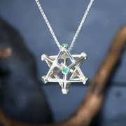 Inlaid Merkaba Silver Medium with Emerald