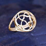 Pentagramic Torus Knot Ring Gold