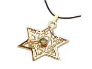 Inlaid Shema Israel star gold with Peridot