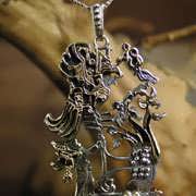 Star Children Pendant Silver and Gold (with Genuine Moldavite)