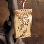 Tarot Lovers Card Pendant Gold