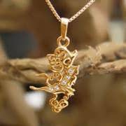 Air Element Pendant - Gold Small With Diamonds