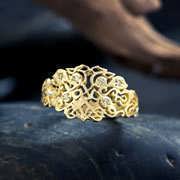 טבעת אלמנט האדמה זהב עם יהלומים