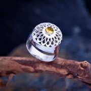 Torus Knot Ring Silver with Citrine