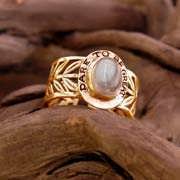 Inlaid Victory Ring Gold with Moonstone