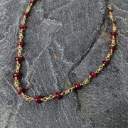 Royal Handwoven Beads Necklace 14K Gold