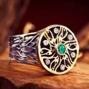 Royal Eye of Horus Ring Silver and Gold
