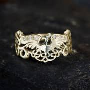טבעת אלמנט האש זהב עם יהלומים