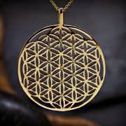 Inlaid Flower of Life Pendant Gold (TOL Pattern)