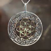 Inlaid Flower and Seed of Life Silver and Gold