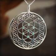 Inlaid Flower and Seed of Life Silver