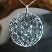 Inlaid Flower and Seed of Life Silver