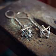 Inlaid Merkaba Earrings Silver Small