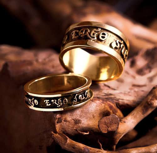 Diligo Ergo Sum ring gold (narrow)