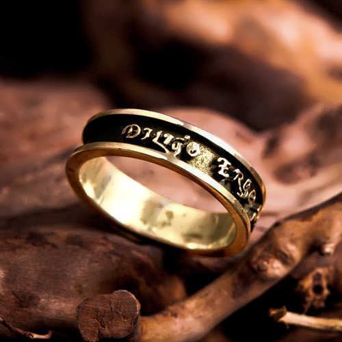 Diligo Ergo Sum ring gold (narrow)