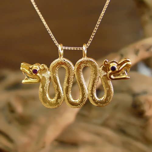 Double-Headed Serpent Gold with Ruby